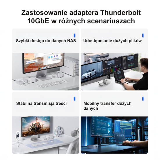 Adapter / karta sieciowa USB-C RJ45 10Gbps 0,3m Thunderbolt 5/4/USB4 Orico REA-10-SV-EP