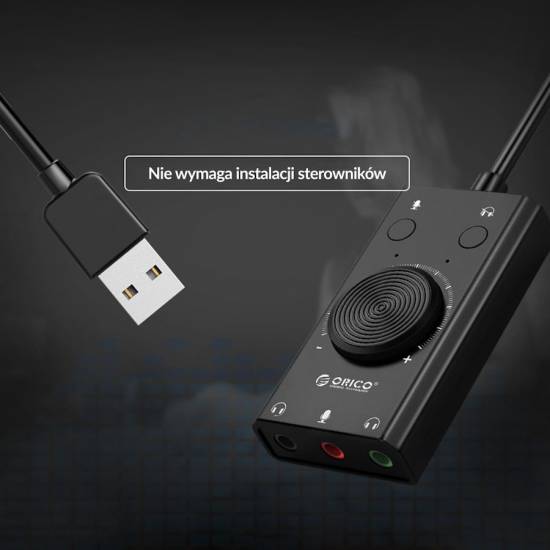 Karta dźwiękowa na USB 3 porty regulacja głośności Orico SC2-BK-BP