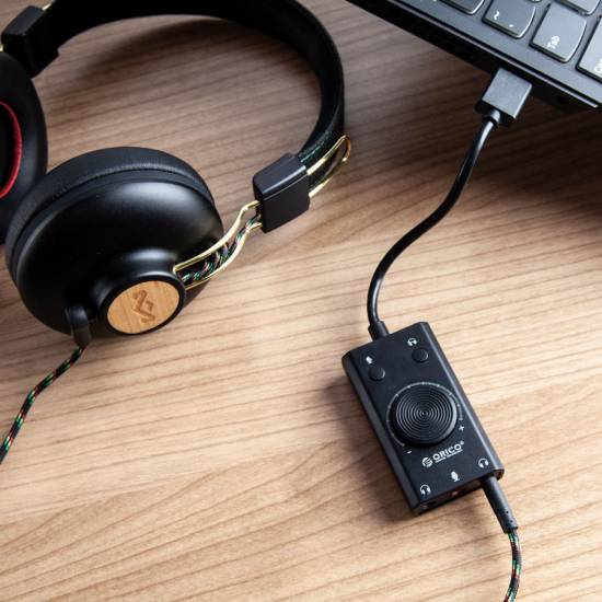 Karta dźwiękowa na USB 3 porty regulacja głośności Orico SC2-BK-BP