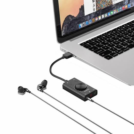 Karta dźwiękowa na USB 3 porty regulacja głośności Orico SC2-BK-BP