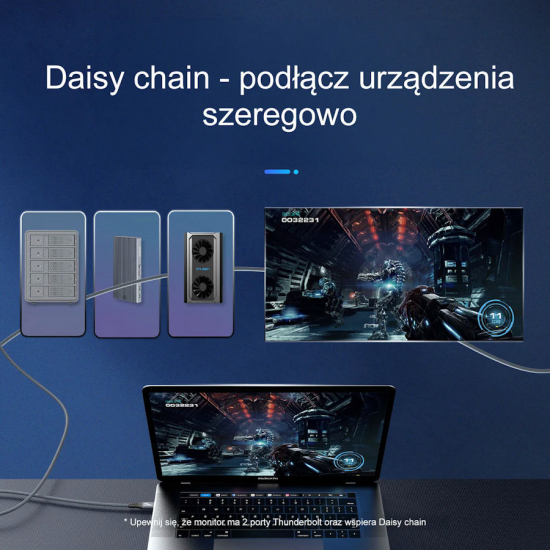 Kabel USB C Thunderbolt 4 PD 100W 40Gbps 8K60Hz 2,0m Orico TBZ4-20-GY-BP