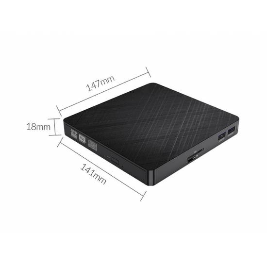 Nagrywarka CD/DVD USB 3.1/USB C czytnik kart SD i hub USB 3.0 x 2 ORICO czarna