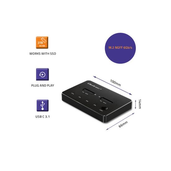 Stacja dokująca USB-C dyski 2x M.2 SATA NGFF Qoltec 50310