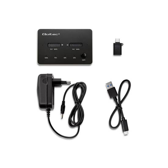 Stacja dokująca USB-C dyski 2x M.2 SATA NGFF Qoltec 50310