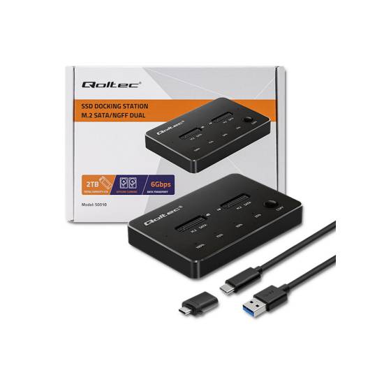 Stacja dokująca USB-C dyski 2x M.2 SATA NGFF Qoltec 50310
