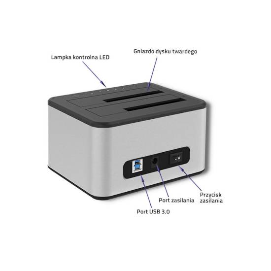Stacja dokująca USB 3.0 Qoltec 50316 klonowanie