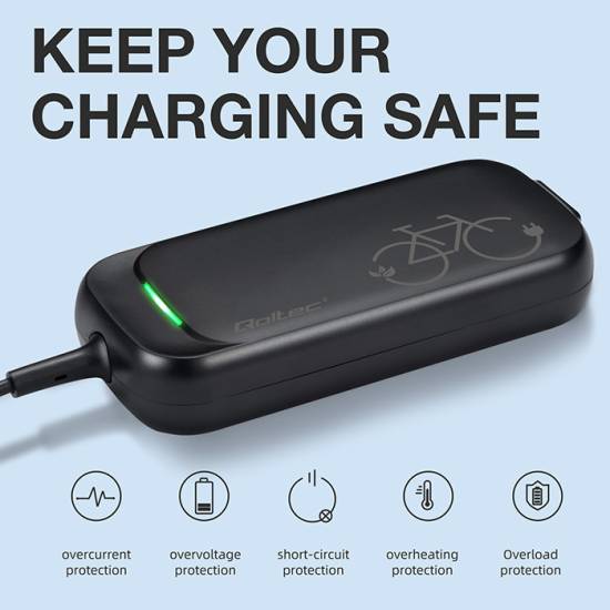 Ładowarka do roweru skutera elektrycznego 36V 42V 2A wtyk 5.5*2.1 wodoodporna szybka Qoltec 50332