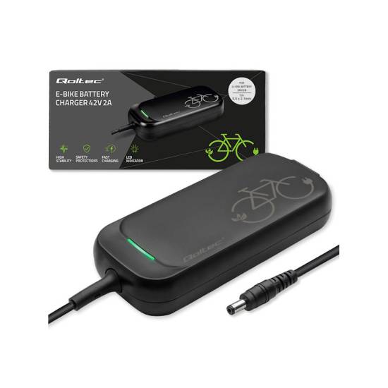 Ładowarka do roweru skutera elektrycznego 36V 42V 2A wtyk 5.5*2.1 wodoodporna szybka Qoltec 50332