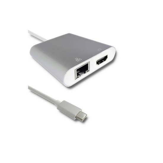 Hub USB-C -> USB 3.0 x1 plus HDMI 4K RJ45 Gigabit PD Qoltec 50409