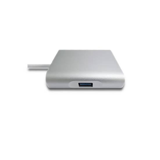 Hub USB-C -> USB 3.0 x1 plus VGA Gigabit PD 92W Qoltec 50410