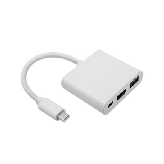 Adapter USB-C -> HDMI 4K + USB 3.0 A + USB-C 3.1 PD 100W Qoltec 50425 biały