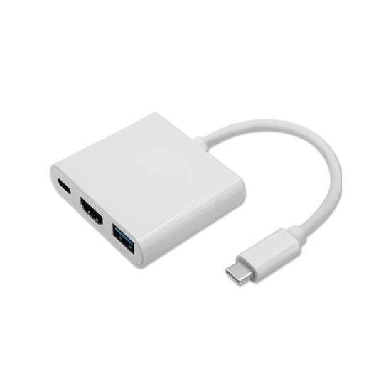 Adapter USB-C -> HDMI 4K + USB 3.0 A + USB-C 3.1 PD 100W Qoltec 50425 biały