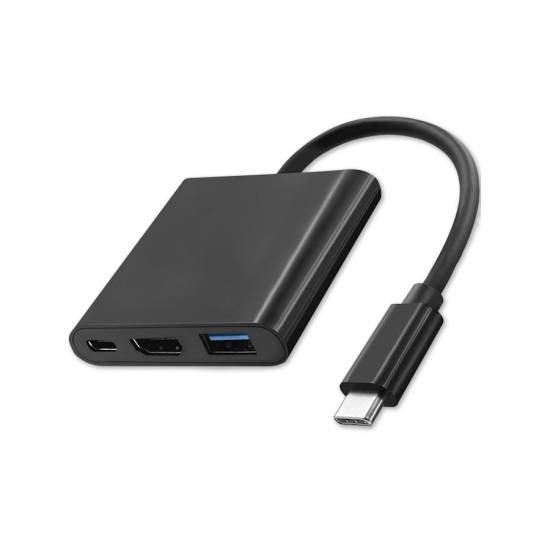 Adapter USB-C -> HDMI 4K + USB 3.0 A + USB-C 3.1 PD 100W Qoltec 50430 czarny