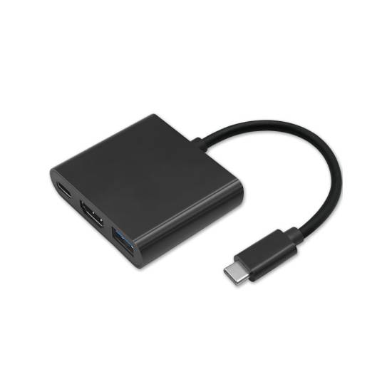 Adapter USB-C -> HDMI 4K + USB 3.0 A + USB-C 3.1 PD 100W Qoltec 50430 czarny