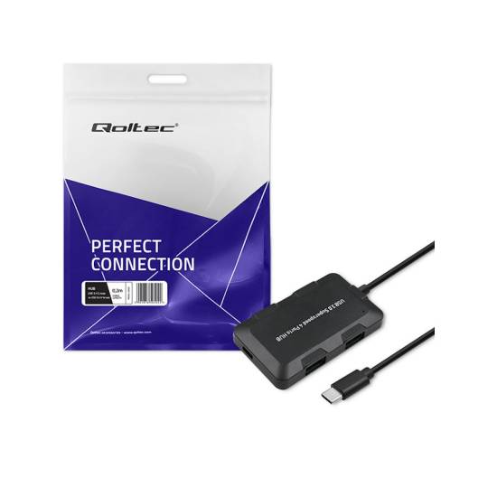 Hub USB-C 3.1 USB 3.0 x4 + USB micro żenski Qoltec 50502