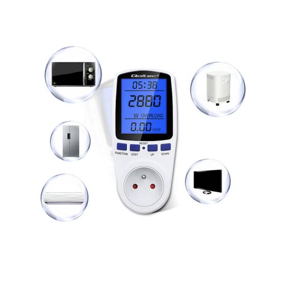 Licznik zużycia energii watomierz 3680W / 16A / LCD Qoltec 50626