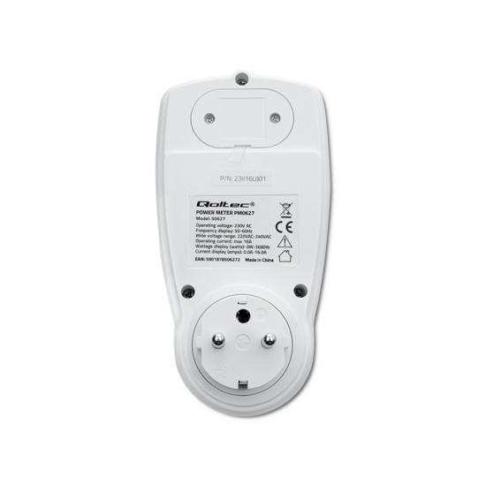 Licznik zużycia energii watomierz 3680W / 16A / LCD Qoltec 50627