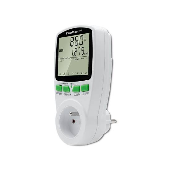 Licznik zużycia energii watomierz 3680W / 16A / LCD Qoltec 50627