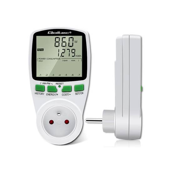 Licznik zużycia energii watomierz 3680W / 16A / LCD Qoltec 50627