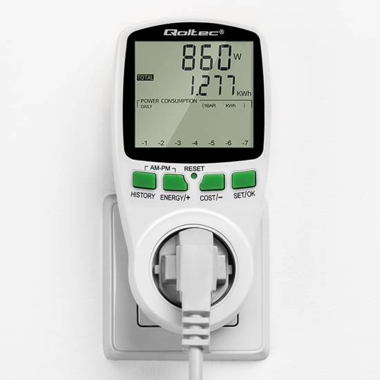 Licznik zużycia energii watomierz 3680W / 16A / LCD Qoltec 50627