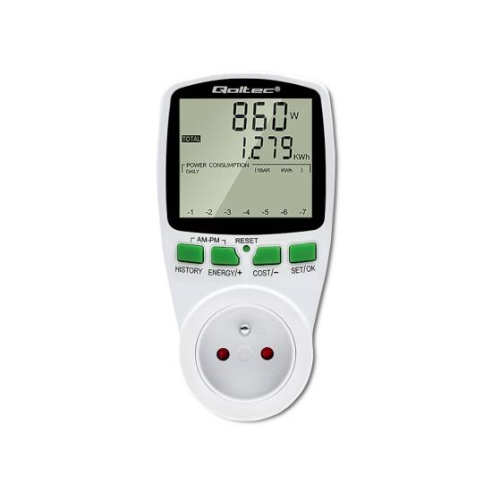 Licznik zużycia energii watomierz 3680W / 16A / LCD Qoltec 50627