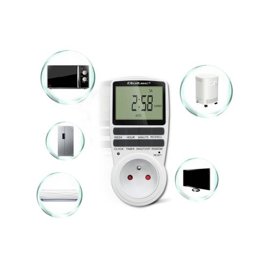 Programator czasowy 3680W / 16A / LCD Qoltec 50628