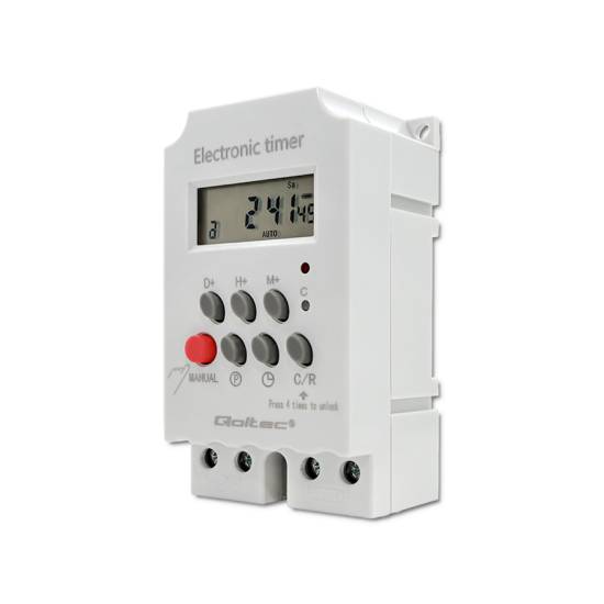 Programator czasowy na szynę DIN LCD Qoltec 50629