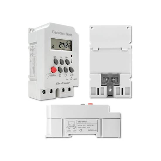 Programator czasowy na szynę DIN LCD Qoltec 50629