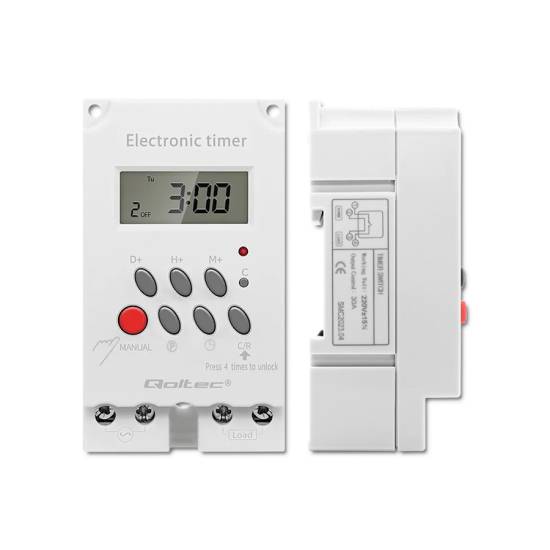 Programator czasowy na szynę DIN LCD Qoltec 50629