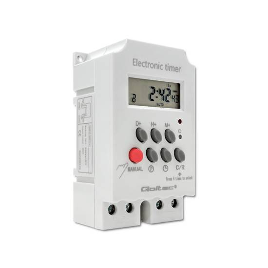 Programator czasowy na szynę DIN LCD Qoltec 50629