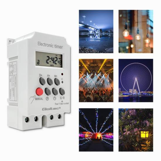 Programator czasowy na szynę DIN LCD Qoltec 50629