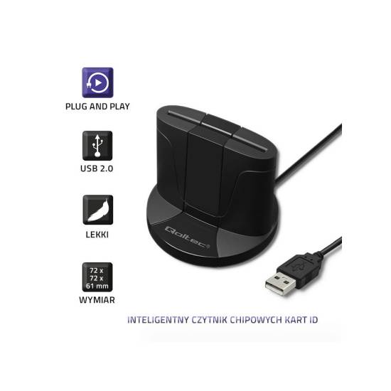 Czytnik USB do kart chipowych Qoltec 50632 + adapter USB-C