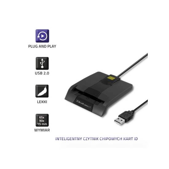 Czytnik do kart chipowych SCR-0634 USB 2.0 + adapter USB-C Qoltec 50634