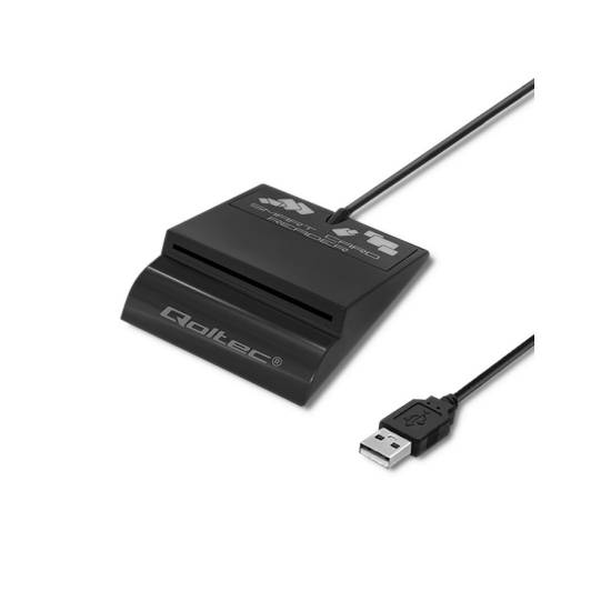 Czytnik USB do kart chipowych Qoltec 50636 + adapter USB-C