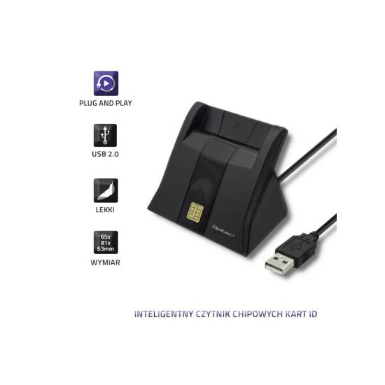 Czytnik do kart chipowych SCR-0643 USB 2.0 + adapter USB-C Qoltec 50643