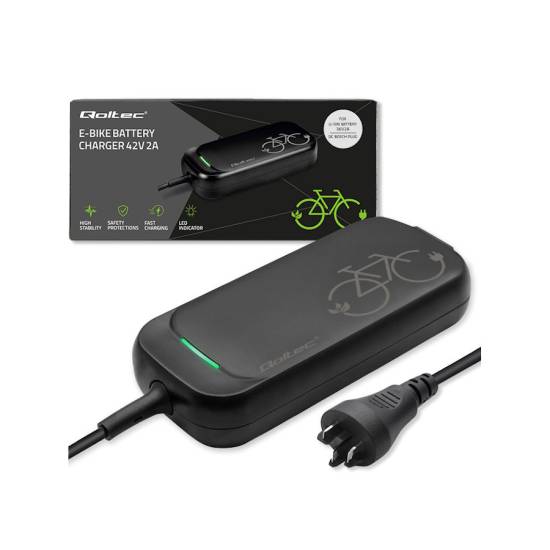 Ładowarka do roweru skutera elektrycznego 36V 42V 2A wtyk Bosch wodoodporna szybka Qoltec 50762