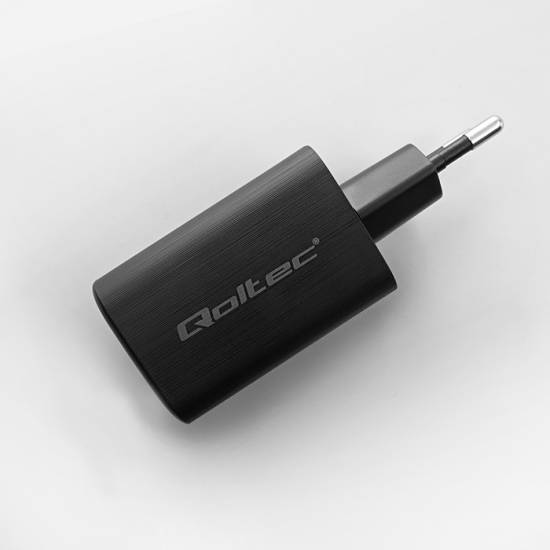 Ładowarka sieciowa GaN USB-C PD USB-A QC 3.0 65W Qoltec 50766 czarna