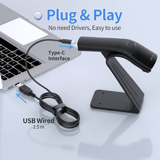 Czytnik kodów kreskowych 1D Qoltec 50852 USB z podstawką