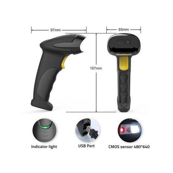 Czytnik kodów kreskowych laser 1D / 2D Qoltec 50853 USB