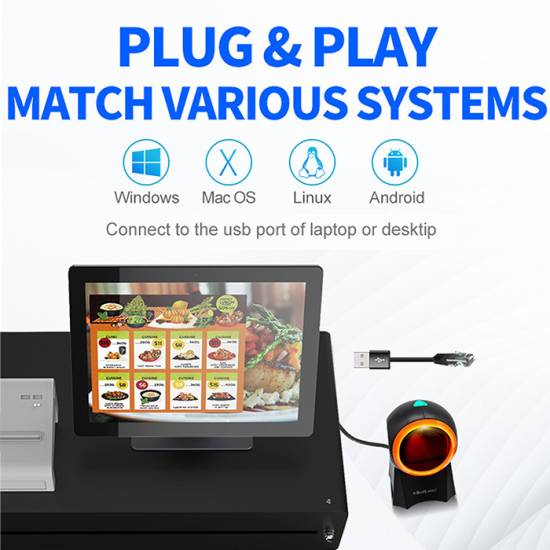 Czytnik kodów kreskowych 1D / 2D Qoltec 50857 USB stacjonarny