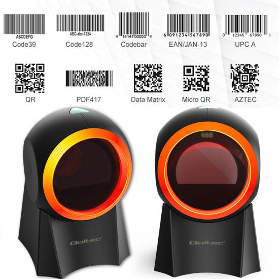 Czytnik kodów kreskowych 1D / 2D Qoltec 50857 USB stacjonarny