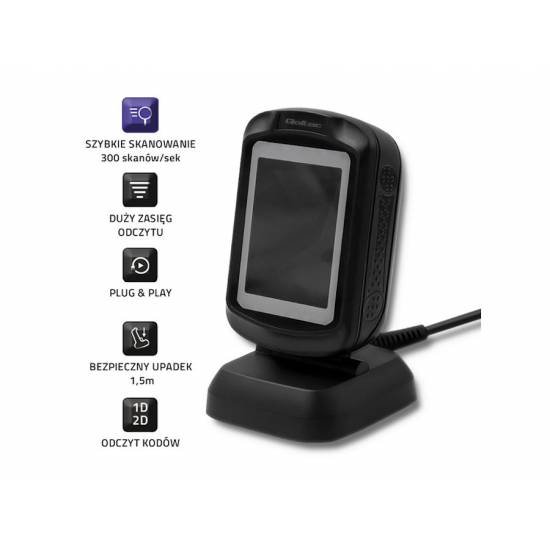 Czytnik kodów kreskowych 1D / 2D Qoltec 50864 USB stacjonarny