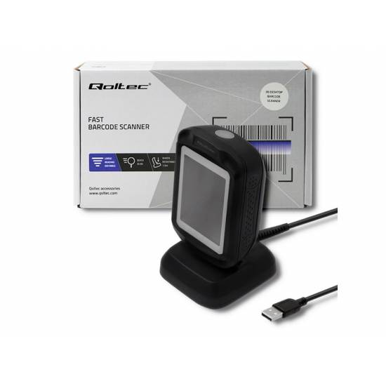 Czytnik kodów kreskowych 1D / 2D Qoltec 50864 USB stacjonarny