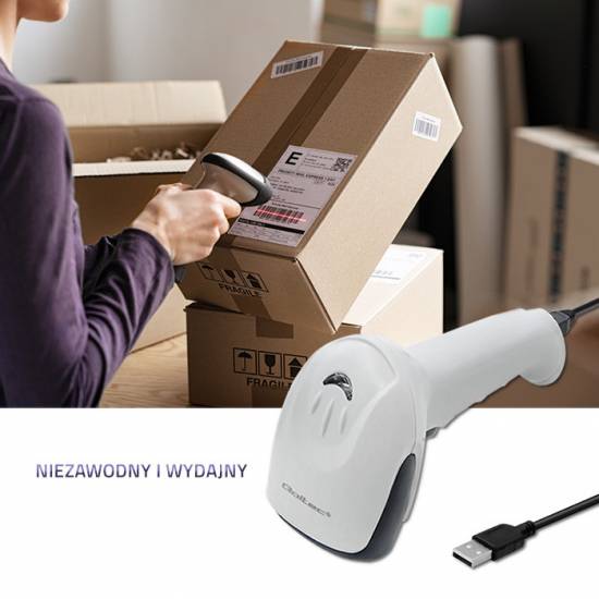 Czytnik kodów kreskowych 1D Qoltec 50865 USB biały