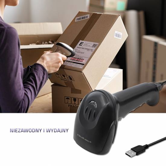 Czytnik kodów kreskowych 1D Qoltec 50866 USB czarny