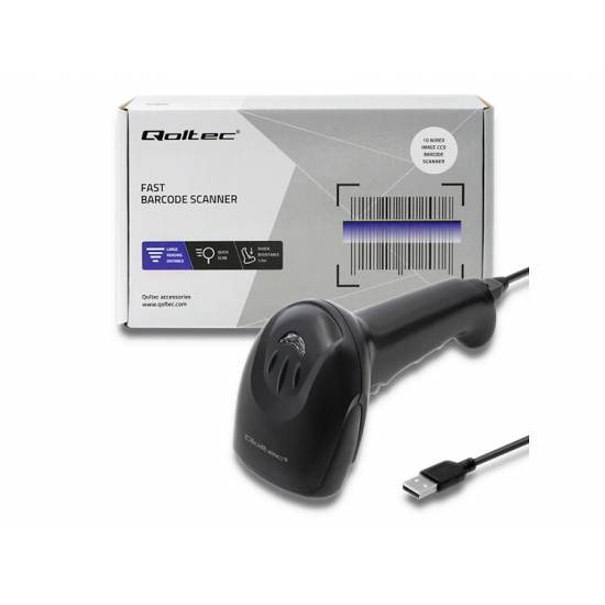 Czytnik kodów kreskowych 1D Qoltec 50866 USB czarny