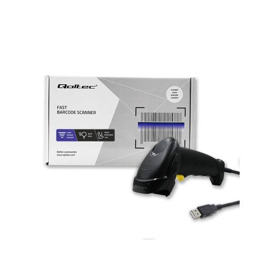 Czytnik kodów kreskowych laser 1D Qoltec 50876 USB czarny