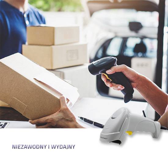 Czytnik kodów kreskowych laser 1D Qoltec 50877 USB biały