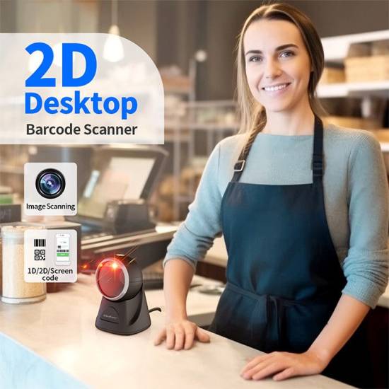 Czytnik kodów kreskowych 1D / 2D Qoltec 50879 USB stacjonarny
