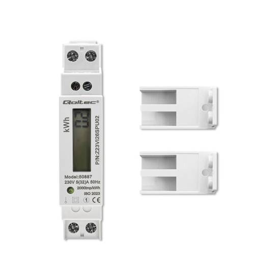 Licznik zużycia energii na szynę DIN jednofazowy 230V LCD 1P Slim Qoltec 50887